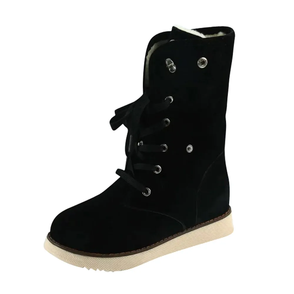 

Autumn Winter Boots For Women Women Lady Boots Comfort Shoes Flats Lace Up Round Toes Ankle Winter Warm #Pop