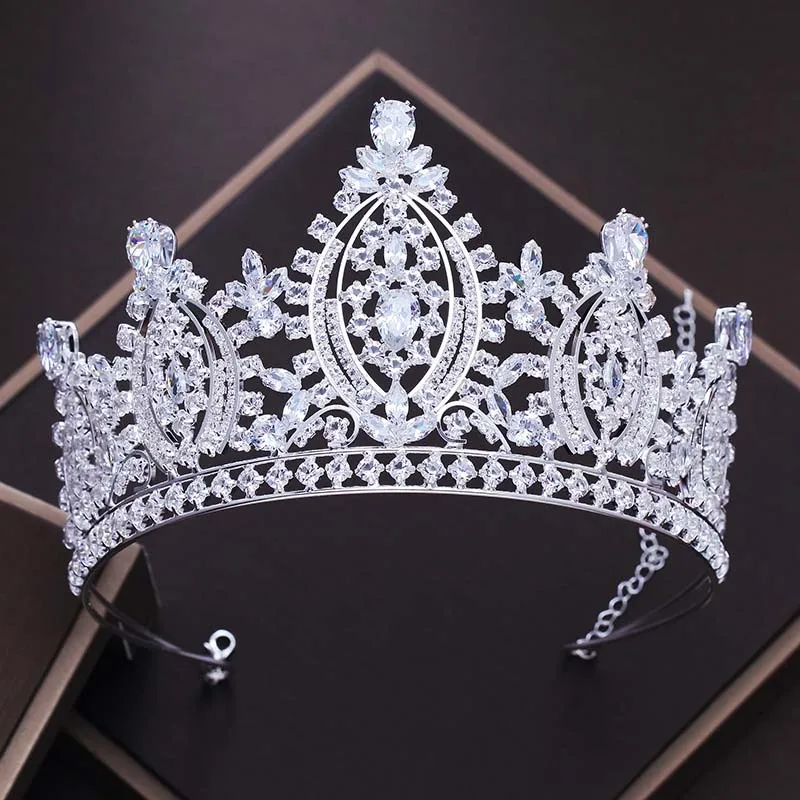 

New Luxurious Cubic Zircon Birdal Hair Accessories Crowns Wedding Hair Ornaments Zircon Crystal Headpiece Tiaras for Women CR138