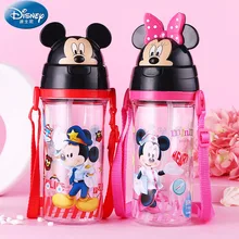 Disney Bébé D’alimentation Tasse avec de la paille Belle mickey minnie couverture Portable aucun déversement tasse Tritan Bouteille BPA livraison navire bébé bouteille