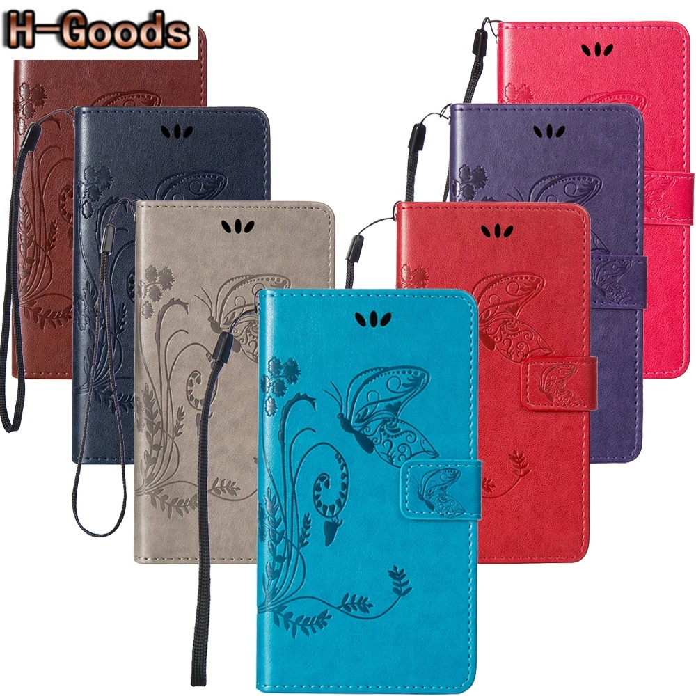 H-Goods For Microsoft Nokia Lumia 640 Case Butterfly Luxury Flip PU Leather Wallet Cover N640 Phone Bag | Мобильные телефоны и
