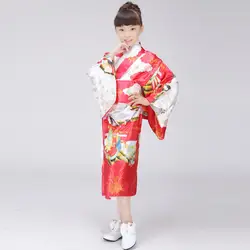 Новинка; детское платье с цветочным узором для костюмированной вечеринки; японское платье-кимоно для девочки; Детские винтажные