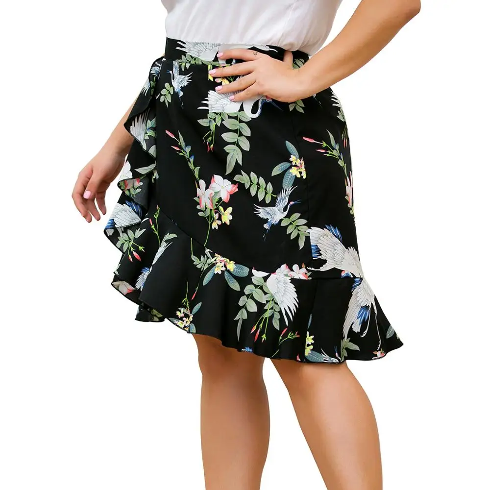 

New Women's Skirt Beach Chiffon Skirts Female Summer Floral Fishtail women's printed skirt plus size XL/2XL/3XL/4XL