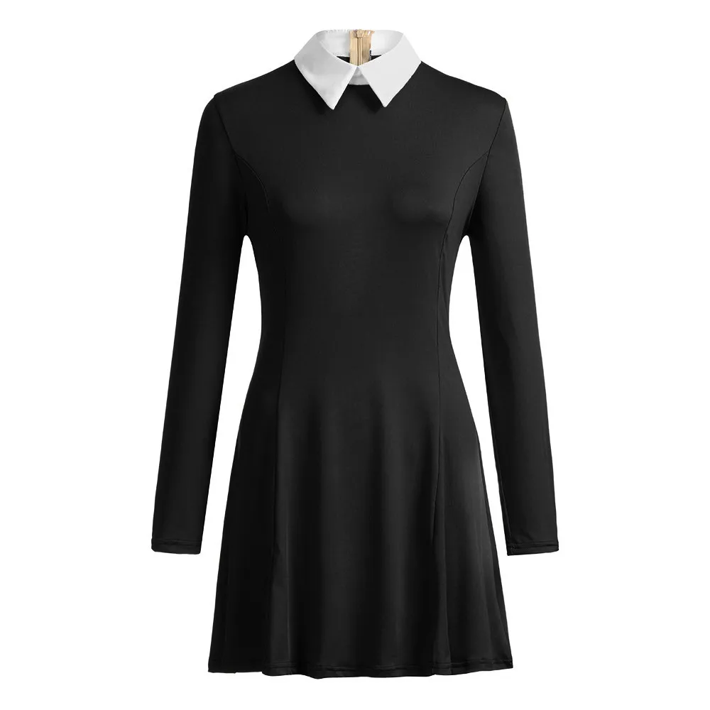 

Clothing women dress girls summer dress lady college wind Slim long-sleeved casual notched 3 color dress sexy elegant dress XL