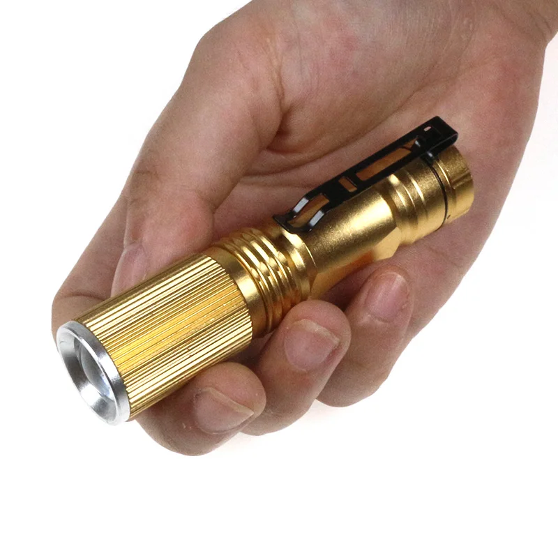 Lightweight Gold&Silver Adjustable Search Flashlight Small Clip