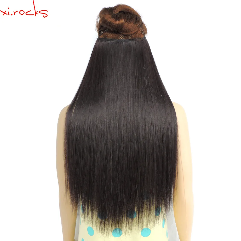 

Xi.rocks 80g 24inch Halo Elastic Rope Hair Extension Synthetic Around the Head or Straight Sew in Weave 25 Colors Double Weft