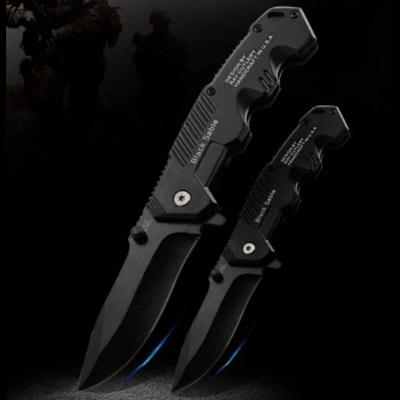 

Small/Big Szie Pocket Black Cold Blade Folding Knife 217 Steel Outdoor Camping Hunting Tactical Survival Knives Aluminum Handle