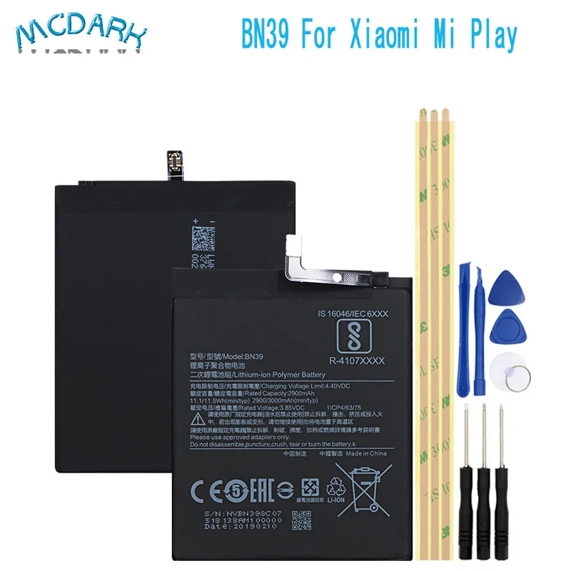 2900mAh Hight capacity BN39 For Xiaomi Mi Play Battery Cell Phone High