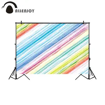 

Allenjoy photography backdrop rainbow watercolor stripe children baby shower background photobooth photo prop studio photocall