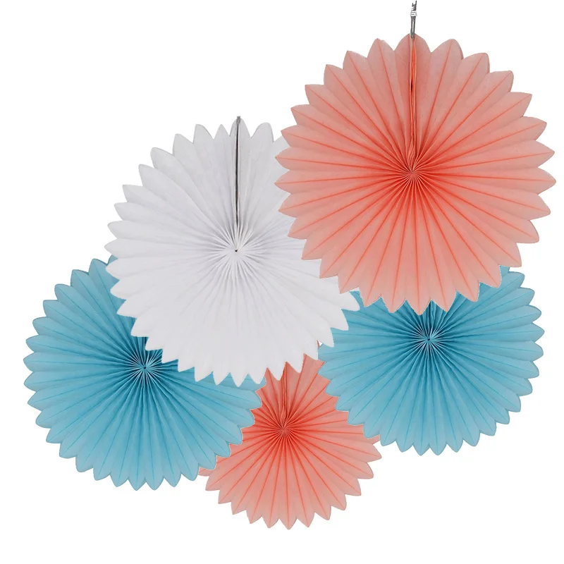 5Pcs Tissue Paper Fan Set Paper Fans Hanging Tissue Paper Flower for