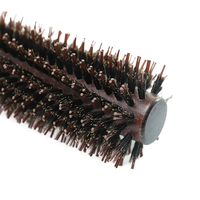 Portable Hair Brush Comb Round Anti-static Curly Brush Natural Bristle Wood Handle Hair Styling Comb Hairdress Brosse Cheveux