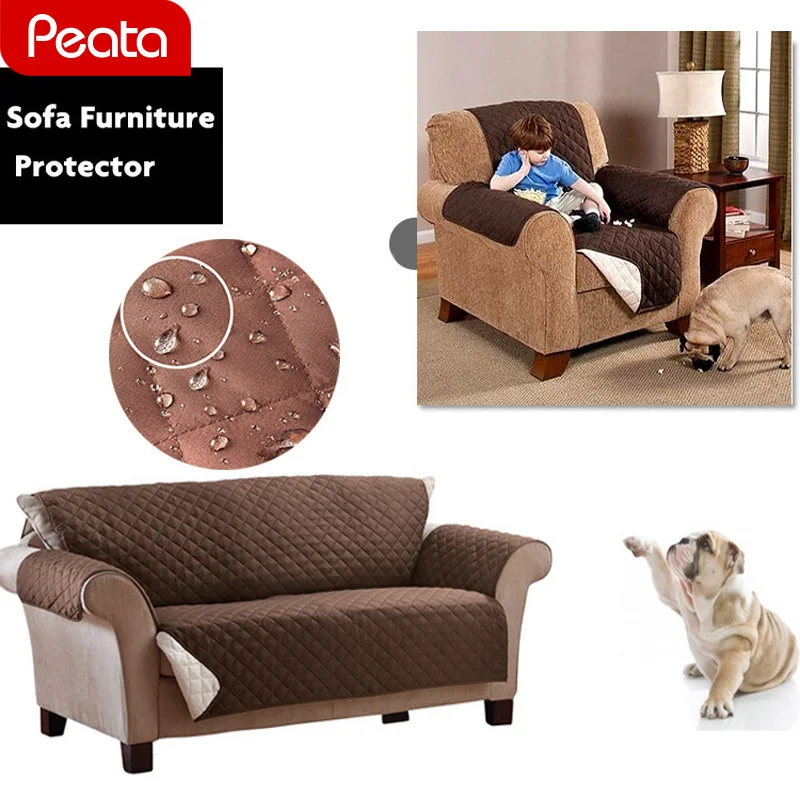 Waterproof Dog Mats Pet Sofa Cover Bed Furniture Protector With Elastic Strap 1 2 3 Seat Cat Blanket Z
