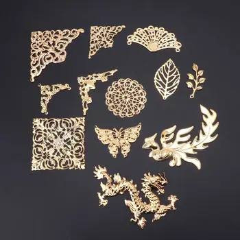 

Gold Butterfly Dragon Leaves Epoxy Resin Mold Thin Copper Fillings DIY Jewelry