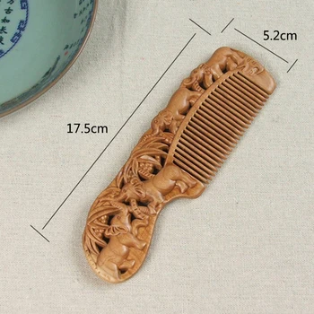 

Vintage Wooden Hollow Out Handmade Natural Peach Comb Sweet Handmade Wooden Comb Hair Combs Hair Styling Tools
