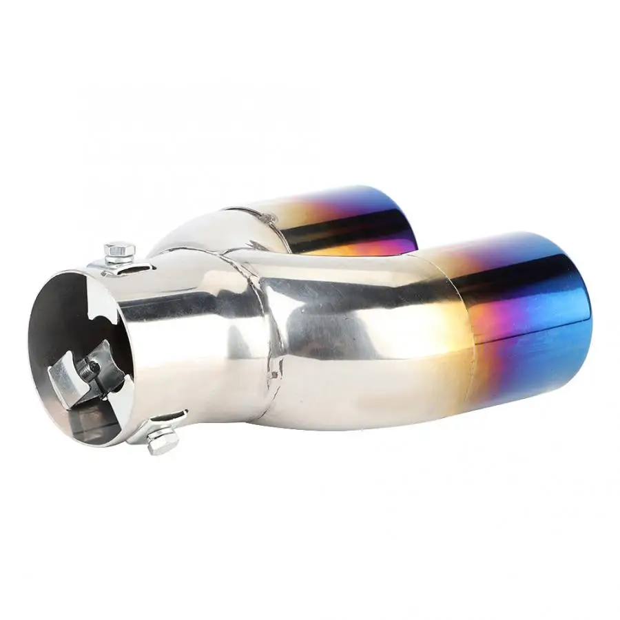Stainless Steel Universal Car Modified Double Exhaust Pipe Rear Muffler Tip Tail Throat Chrome Exhaust Tail Pipe