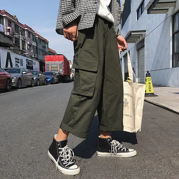 

Autumn Men's New Popular Loose Fashion Temperament Students Wild Youth Solid Color Straight Cotton Personality Casual Pants