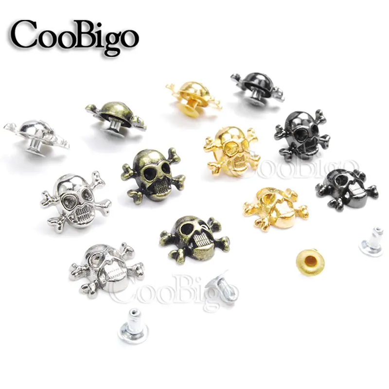 

25pcs 12x14.5mm Skull Cross Bone Rivet Studs Spikes Punk DIY Leather Craft for Apparel Clothing Shoe Bag Parts Accessories