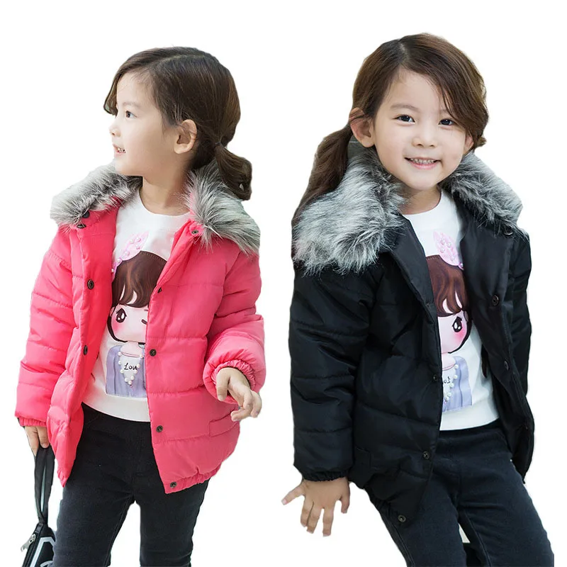 

Baby Girls Jacket 2019 Winter Jacket For Girls Coat Kids Warm Fur Collar Hooded Outerwear Children Clothes Infant Boys Coats