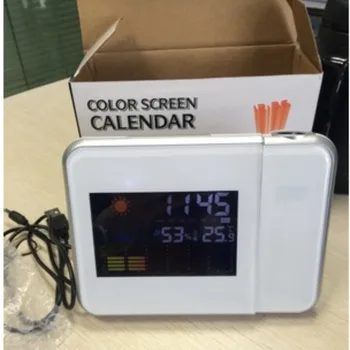 

Weather Forecast Projection Luminous Clock Control LED Display Electronic Desktop Digital Table Black Temperature Alarm Clock