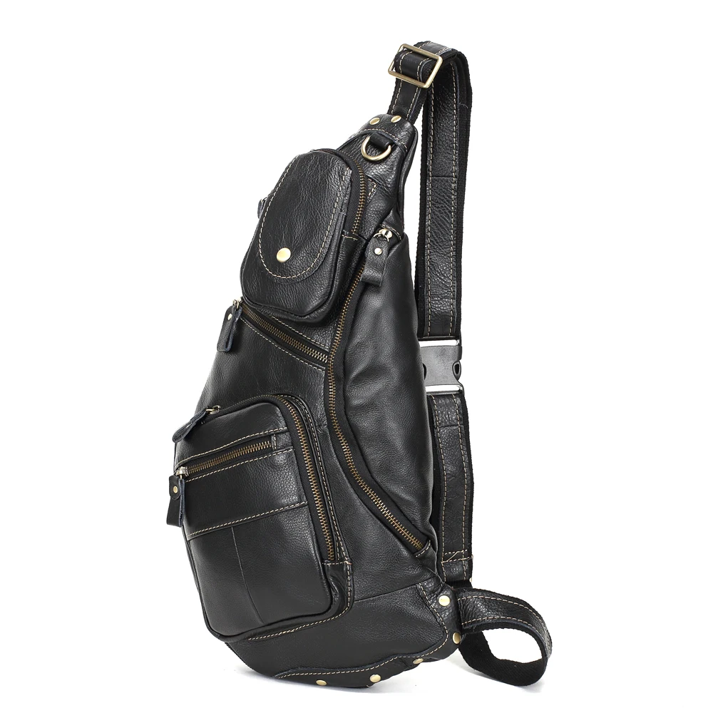 

Genuine Leather Men Messenger Bag Casual Chest Bag Male Crossbody Bags for men Sling Shoulder Bag travel chest packs