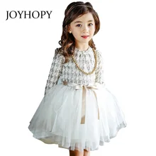 JOYHOPY/платья для девочек; осенне-зимняя одежда для маленьких девочек; модная детская одежда для девочек; платья с длинными рукавами; детская одежда