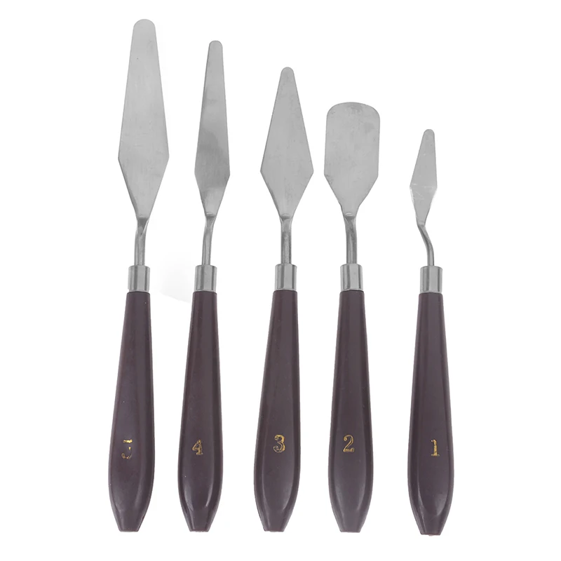 

5Pcs Mixed Stainless Steel Palette Scraper Set Spatula Knives For Artist Oil Painting Tools Painting Knife Blade sculpting tools