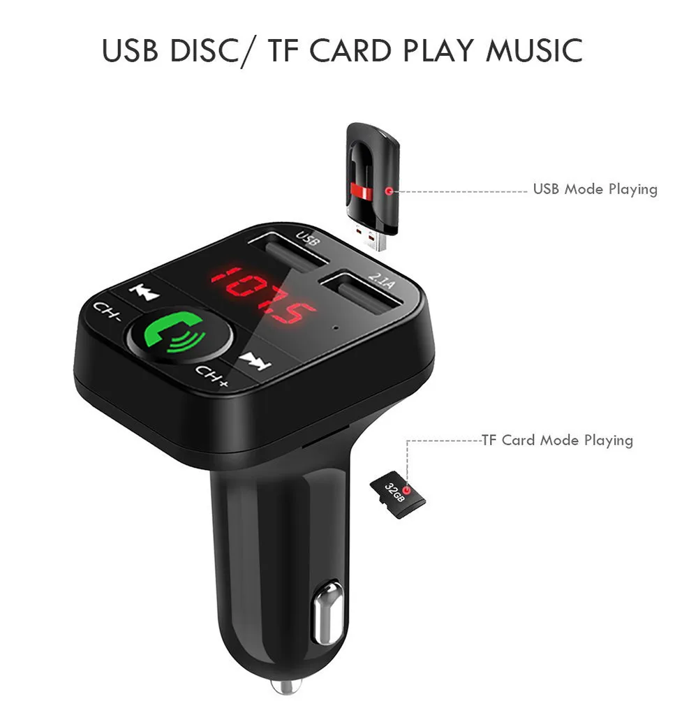 Автомобильный беспроводной Bluetooth 4,1 fm-передатчик светодиодный MP3-плеер USB Handsfree автомобильный комплект 2.1A автомобильные аксессуары Прямая поставка