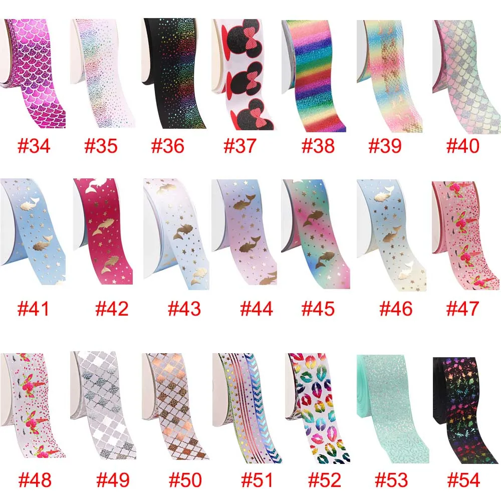 50 ярдов 3 &quot(75 мм) Grosgrian лента Лазерная мультяшная печать Сделай Сам hairbow ткань