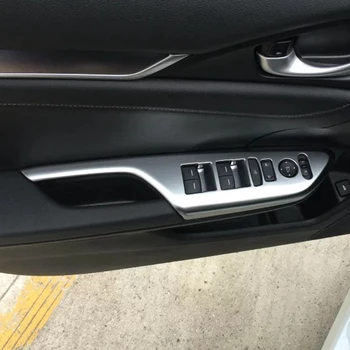 

For Honda Civic 10th 2016 2017 Car ABS Matte Window Switch Trim Inner Door Armrest Covers Decoration For Left-hand Drive 4Pcs