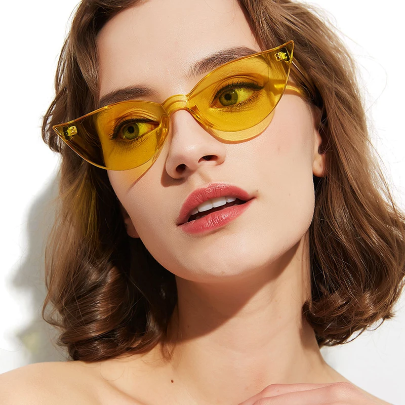 HBK сексуальные солнцезащитные очки кошачий глаз Шикарные солнцезащитные очки без оправы роскошные брендовые Дизайнерские летние каникулы