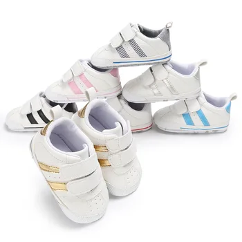

6 colors new striped style sports shoes pu leather baby girls boys shoes baby moccasins shoes sofe sole baby shoes first walkers