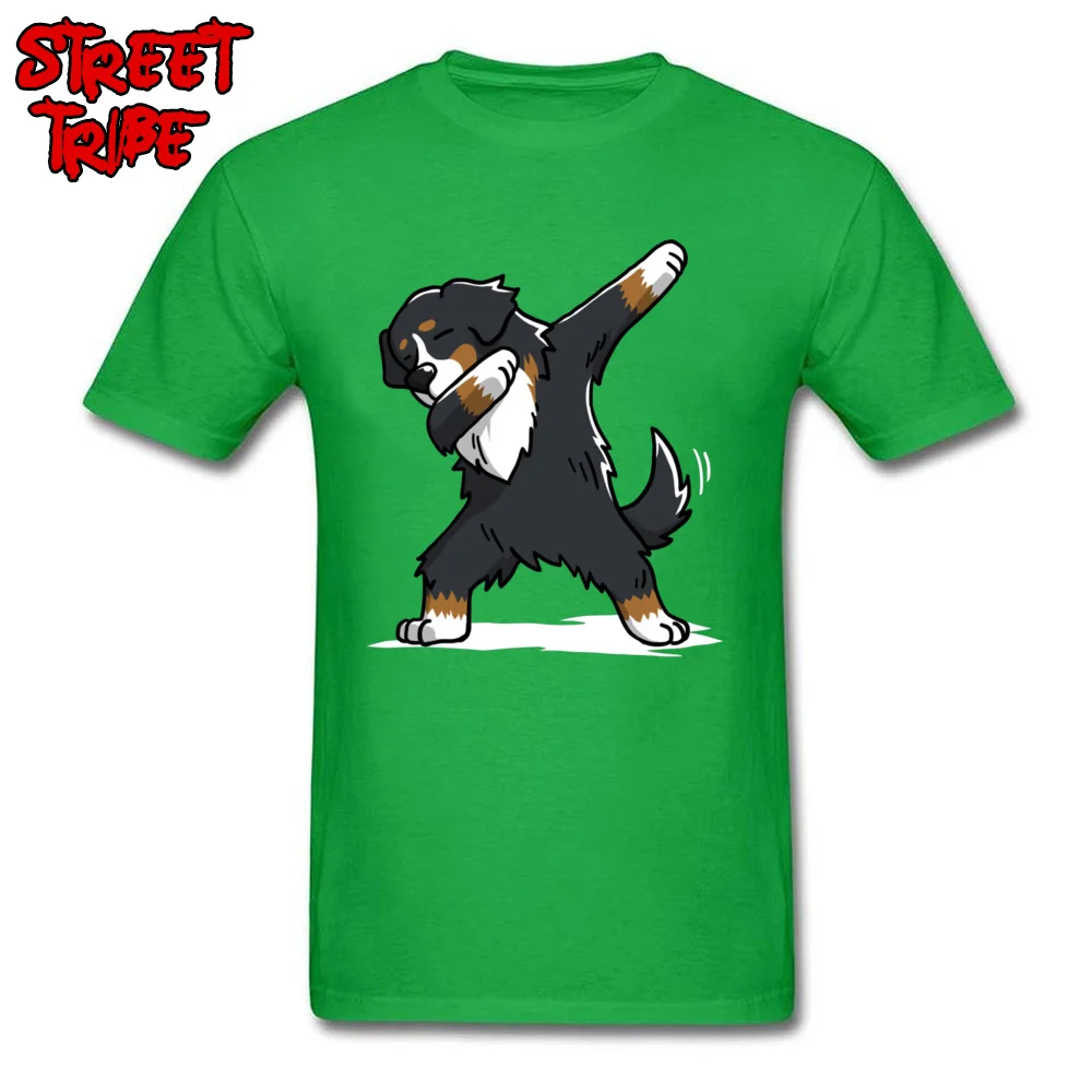 Family Men T Shirt Casual Casual Tshirts 100% Cotton Short Sleeve Camisa Tops T Shirt O Neck Top Quality Funny Dabbing Bernese Mountain Dog 11965 green