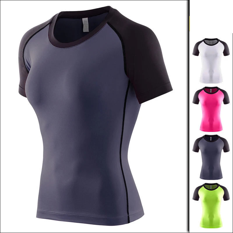 

2018 Women Sport training Short Shirts yoga clothes Running Fitness Workout T-shirt Fitness quick-drying Female Sports Tops