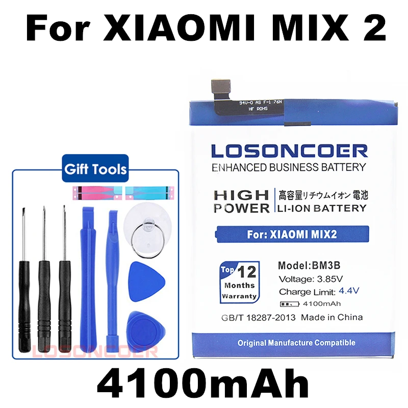 

LOSONCOER 4100mAh BM3B Battery For Xiaomi Mi Mix 2 II 5.99" MIX2 MIX2S Battery+Tracking Number
