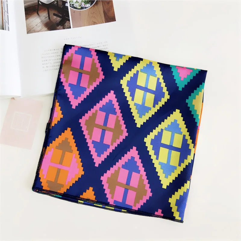Summer Women Scarf Fashion Small Vintage Square Scarf Silk Feelling Satin Scarf Skinny Retro Head Neck Hair Tie Band Accessories