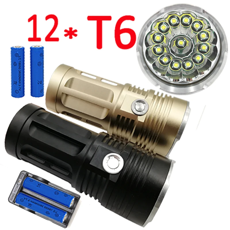 

13000LM 12x XM-L T6 LED Flashlight Tactical 5 Modes lanterna Torch Lamp +4x 18650 Battery +Charger Night Light Outdoor Camping
