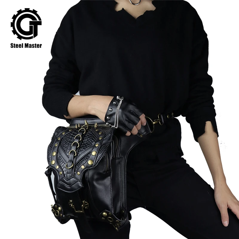 Steampunk Retro Rock Waist Bag Womens Messenger Shoulder Bags Gothic PU