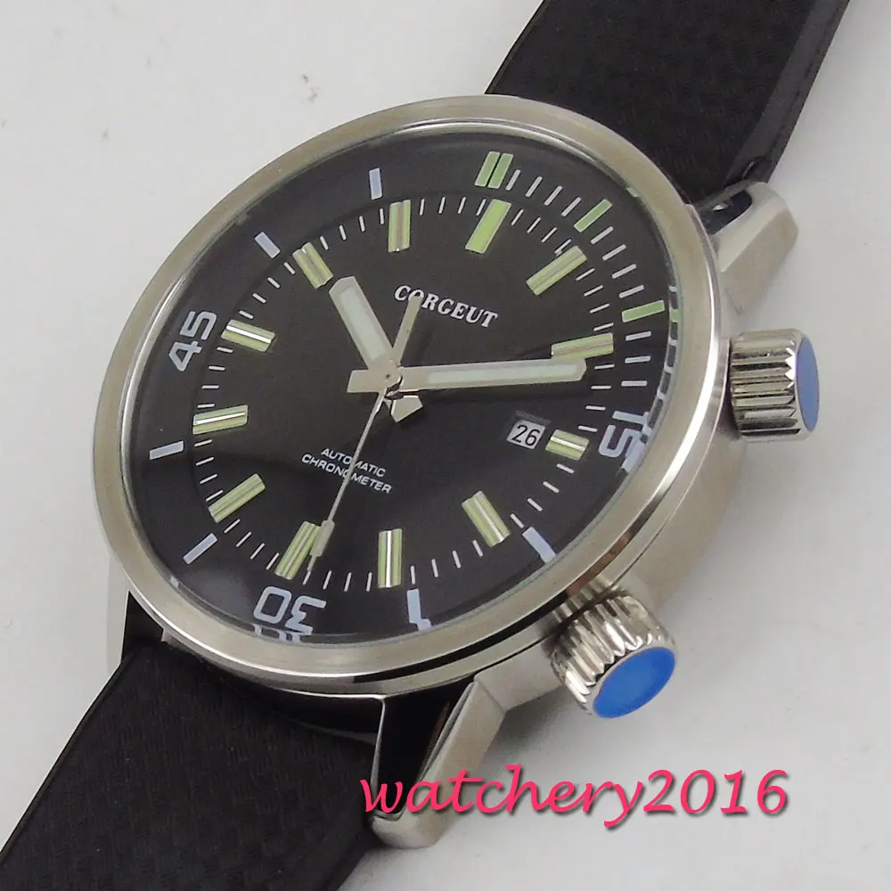 الفاخرة ساعات آلية التلقائي ووتش الرجال مضيئة الأيدي ساعة اليد ساعة أعلى العلامة التجارية Corgeut غواص Relogio Masculino 2018