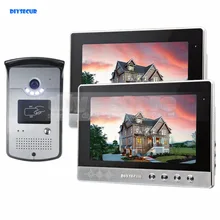 DIYSECUR 10 inch Wired Video Door Phone Doorbell Home Security Intercom System RFID Camera Night Vision 1 Camera 2 monitors