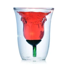 Kreative doppelwandige glas rose tasse wein personalisierte gläser whisky becher fincan hause transparent entsafter cup tee 180 ml