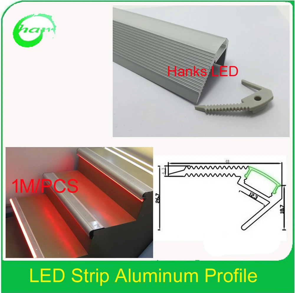 

20PCS/Lot Aluminum profile for recessed wall or ceiling mounting stair Light extrusion Profile