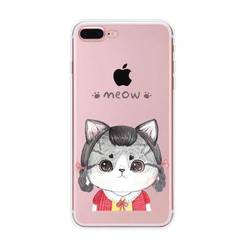 Чехол с милым котом для Apple iPhone 6, 6s, 7 Plus, 6s Plus, 6 Plus, 4, 4S, 5, 5S, SE, прозрачный мягкий силиконовый чехол для мобильного телефона, чехол s - Цвет: 01