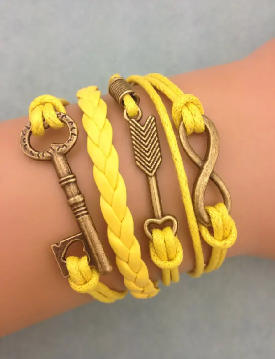 

1pc infinity handmade bracelet.metal charm,wax cord,leather bracelet ,fashionable jewerlly bracelet 3712
