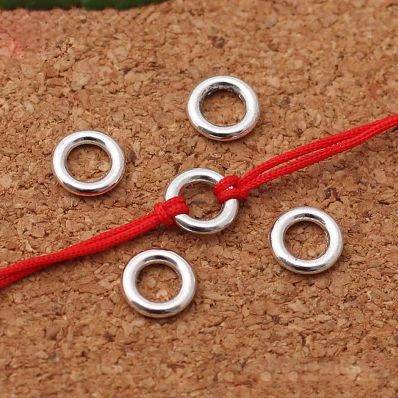 

50pcs/lot Wholesale 8mm Tibetan Silver Connector Rings Glossy Handmade Connection Spacer Rings DIY Jewelry Making Bracelets Gift