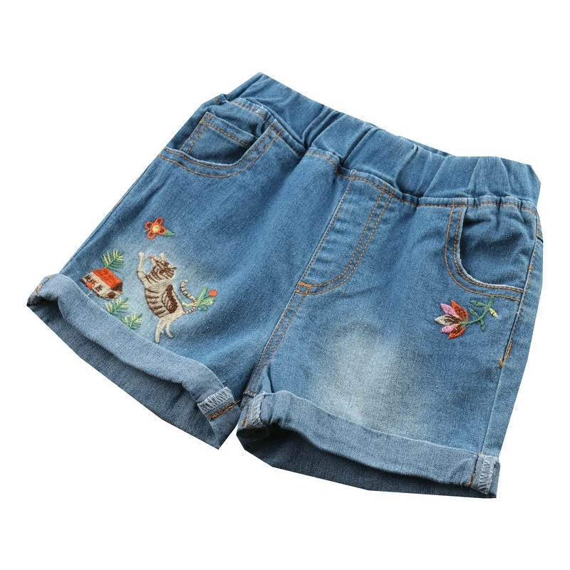 

New summer girls Shorts baby girl cotton elastic shorts embroidered cartoon girl shorts kids European and American style 3-10T