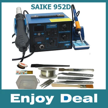 

220V or 110V Saike 952D 750w Power 2 in 1 Hot Air Gun Solder Iron Soldering Station For Computer Repair Welding