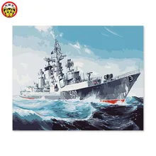 Цифровая самодельная картина маслом украшение гостиной спальни диван фон военный корабль Разрушитель Перевозчик