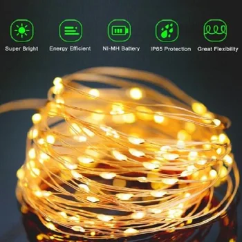 

10M 20M 100/200LED Solar Copper Wire String Light Outdoor Waterproof Decorative Christmas Wedding Party Fairy Light String