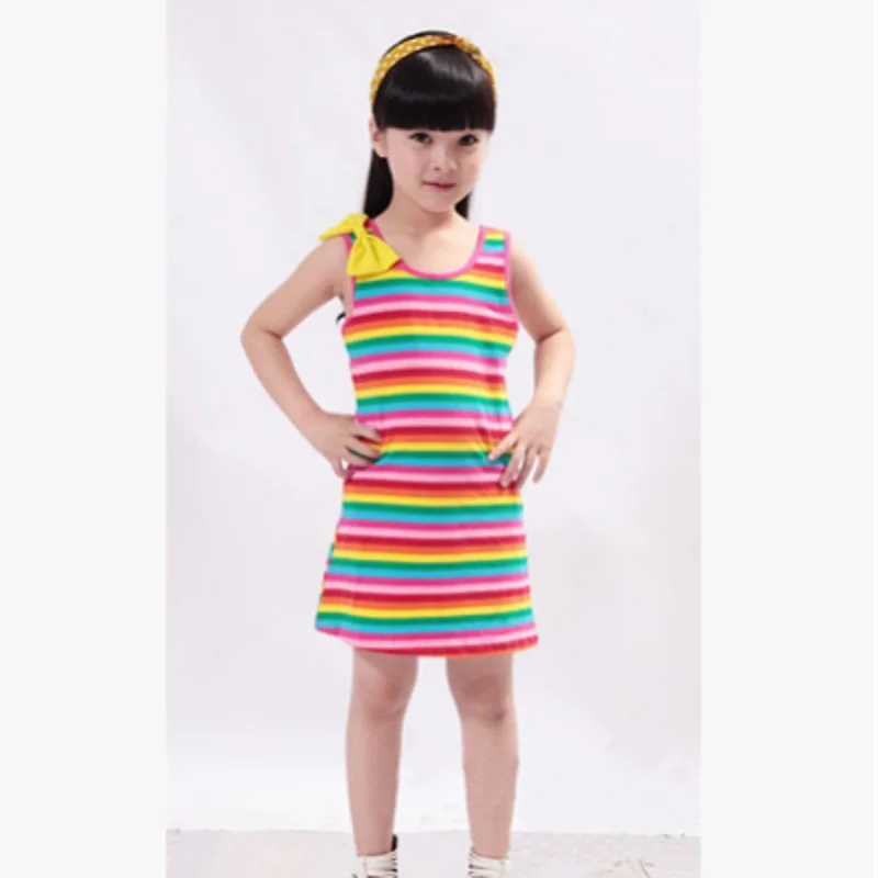 Children's Fashion dress 2018 Summer New 3 Colors Size4-16 Years Girls Cute Preppy Style Dress Color Bar Sleeveless Dress ly478 Children's Fashion dress 2018 Summer New 3 Colors Size4-16 Years Girls Cute Preppy Style Dress Color Bar Sleeveless Dress ly478