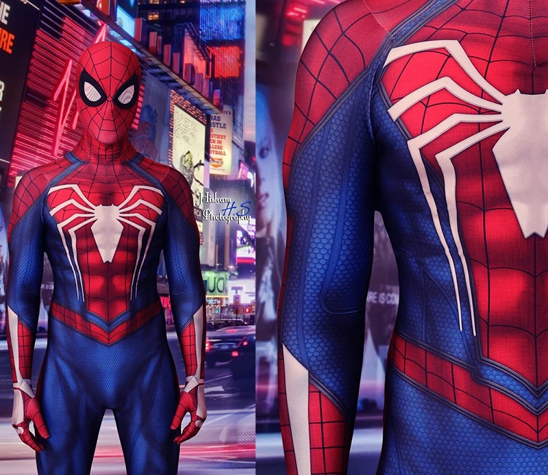 Black PS4 Insomniac Spiderman Costume Fullbody Cosplay Spider-Man Zentai Suit
