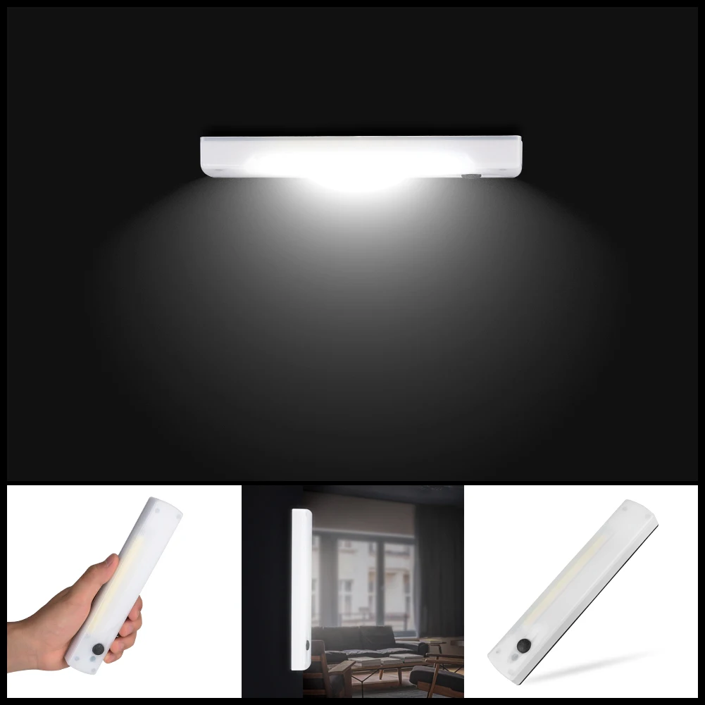 Беспроводной светодиодный Ночной светильник COB шкаф лампа батарея мощность Светодиодная лента бар настенный светильник для шкафа шкаф для лестниц коридора